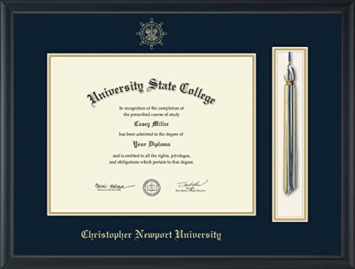 Christopher Newport University - Officially Licensed - Gold Embossed Tassel Diploma Frame - Document Size 13" x 10"