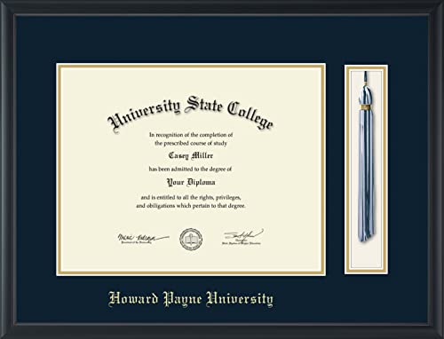 Howard Payne University - Officially Licensed - Gold Embossed Tassel Diploma Frame - Document Size 14" x 11"