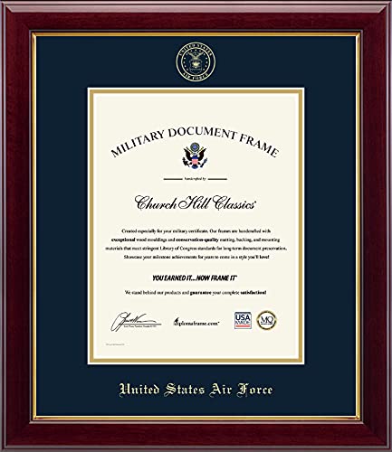 Church Hill Classics United States Air Force Certificate Frame - Featuring Gallery Moulding - Vertical Orientation - Officially Licensed - Document Size 8.5" x 11"