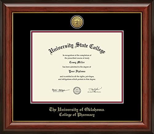 The University of Oklahoma College of Psychology - Officially Licensed - Gold Medallion Diploma Frame - Document Size 11" x 8.5"