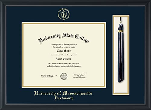 University of Massachusetts Dartmouth - Officially Licensed - Gold Embossed Tassel Diploma Frame - Document Size 11" x 8.5"