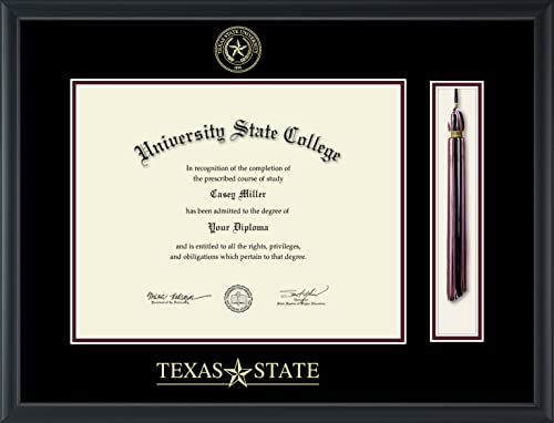 Texas State University - Officially Licensed - Gold Embossed Tassel Diploma Frame - Document Size 14" x 11"