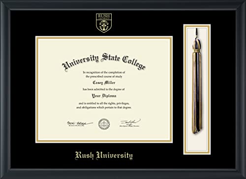 Rush University - Officially Licensed - Gold Embossed Tassel Diploma Frame - Document Size 11" x 8.5"