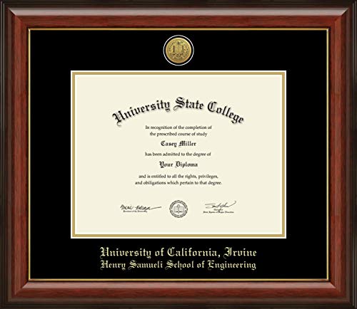 University of California Irvine Henry Samueli School of Engineering - Officially Licensed - Gold Medallion Diploma Frame - Document Size 11" x 8.5"