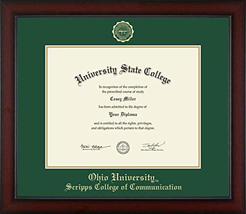 Ohio University Scripps College of Communication - Officially Licensed - Bachelor's/Master's - Gold Embossed Diploma Frame - Document Size 14" x 11"