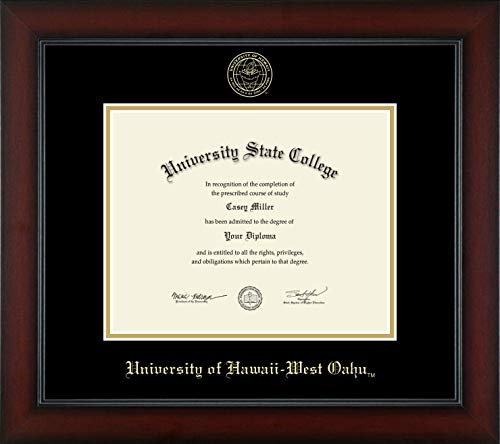 University of Hawaii West Oahu - Officially Licensed - Gold Embossed Diploma Frame - Document Size 10" x 8"