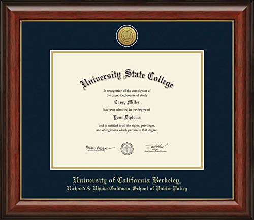 University of California Berkeley Richard & Rhoda Goldman School of Public Policy - Officially Licensed - Gold Medallion Diploma Frame - Document Size 11" x 8.5"