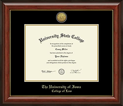 Framerly For The University of Iowa College of Law - Officially Licensed - Gold Medallion Diploma Frame - Document Size 11" x 8.5"