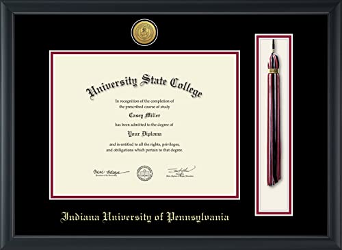 Indiana University of Pennsylvania - Officially Licensed - Gold Medallion Tassel Diploma Frame - Document Size 11" x 8.5"