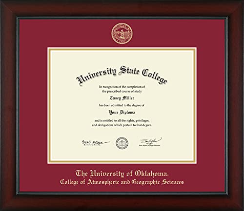 The University of Oklahoma College of Atmospheric and Geographic Sciences - Officially Licensed - Gold Embossed Diploma Frame - Document Size 11" x 8.5"