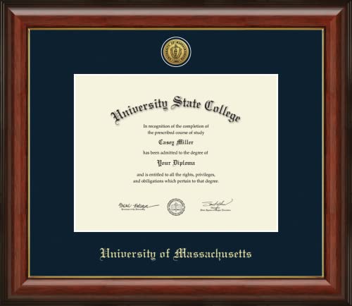 University of Massachusetts Lowell - Officially Licensed - Gold Medallion Diploma Frame - Document Size 11" x 8.5"