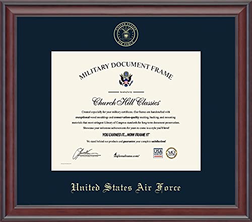 Church Hill Classics United States Air Force Certificate Frame - Featuring Studio Moulding - Horizontal Orientation - Officially Licensed - Document Size 10" x 8"