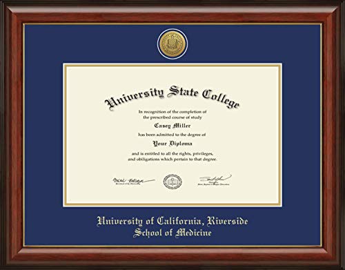 University of California Riverside School of Medicine - Officially Licensed - Gold Medallion Diploma Frame - Document Size 17" x 11"