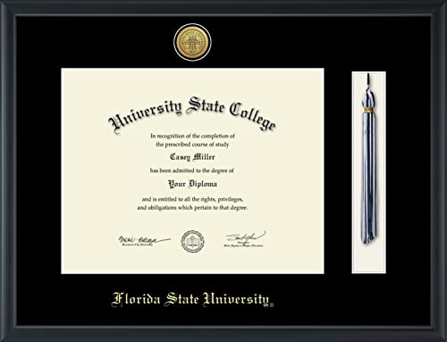 Framerly For Florida State University - Officially Licensed - Gold Medallion Tassel Diploma Frame - Document Size 14" x 11"