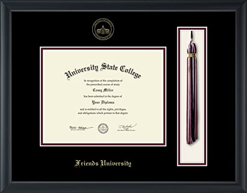 Friends University - Officially Licensed - Gold Embossed Tassel Diploma Frame - Document Size 9" x 7"