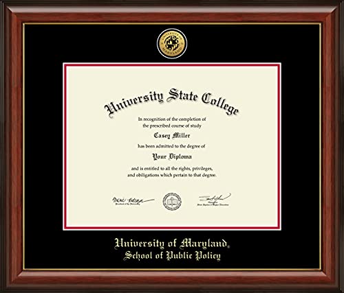 University of Maryland, College Park School of Public Policy - Officially Licensed - Gold Medallion Diploma Frame - Document Size 17" x 13"