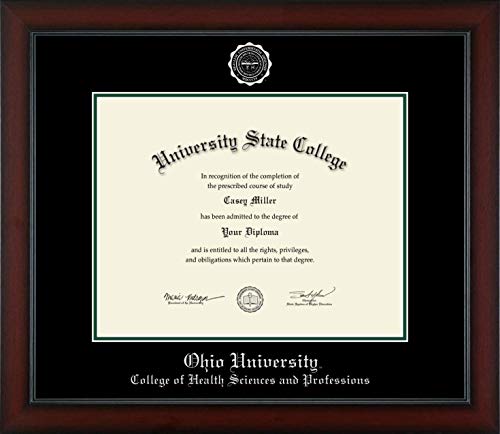 Ohio University College of Health Sciences and Professions - Officially Licensed - Bachelor's/Master's - Silver Embossed Diploma Frame - Document Size 14" x 11"