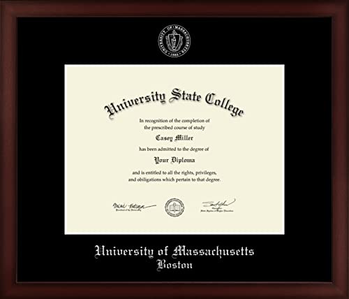 University of Massachusetts Boston - Officially Licensed - Silver Embossed Diploma Frame - Document Size 11" x 8.5"