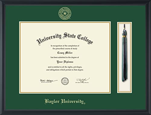 Framerly For Baylor University - Officially Licensed - Gold Embossed Tassel Diploma Frame - Document Size 14" x 11"