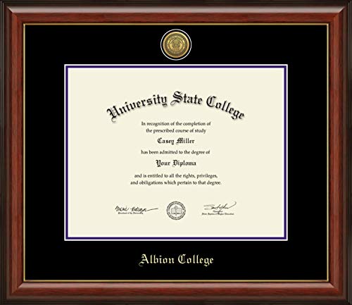 Albion College - Officially Licensed - Gold Medallion Diploma Frame - Document Size 14" x 11"