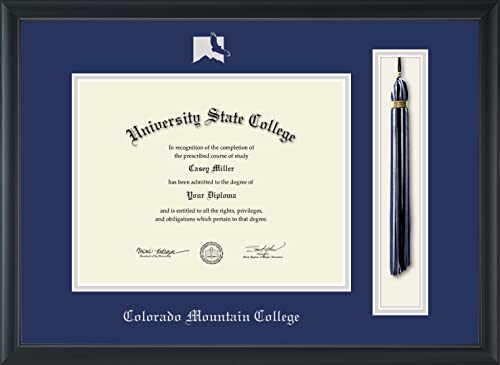 Colorado Mountain College - Officially Licensed - Silver Embossed Tassel Diploma Frame - Document Size 11" x 8.5"