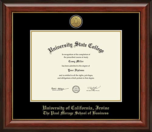 University of California Irvine The Paul Merage School of Business - Officially Licensed - Gold Medallion Diploma Frame - Document Size 11" x 8.5"