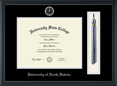 University of North Dakota - Officially Licensed - Bachelor's/Master's - Silver Embossed Tassel Diploma Frame - Document Size 11" x 8.5"