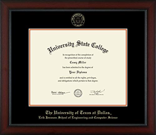 The University of Texas at Dallas Erik Jonsson School of Engineering and Computer Science - Officially Licensed - Gold Embossed Diploma Frame - Document Size 14" x 11"