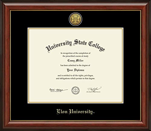 Elon University - Officially Licensed - Gold Medallion Diploma Frame - Document Size 14" x 11"