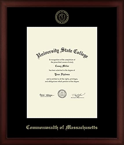 Commonwealth of Massachusetts - Officially Licensed - Gold Embossed Official State Seal Document Frame - Certificate Size 8.5" x 11"