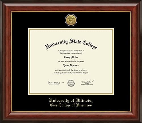 University of Illinois Gies College of Business - Officially Licensed - Gold Medallion Diploma Frame - Document Size 11" x 8.5"