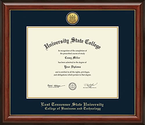 East Tennessee State University College of Business and Technology - Officially Licensed - Gold Medallion Diploma Frame - Document Size 14" x 11"