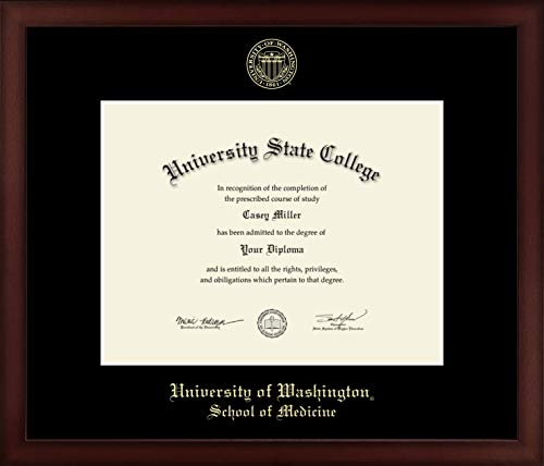 University of Washington School of Medicine - Officially Licensed - Gold Embossed Diploma Frame - Document Size 11" x 8.5"