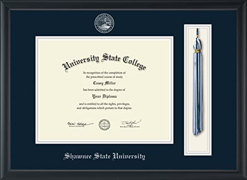 Shawnee State University - Officially Licensed - Silver Embossed Tassel Diploma Frame - Document Size 11" x 8.5"