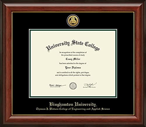 Binghamton University Thomas J. Watson College of Engineering and Applied Science - Officially Licensed - Gold Medallion Diploma Frame - Document Size 11" x 8.5"