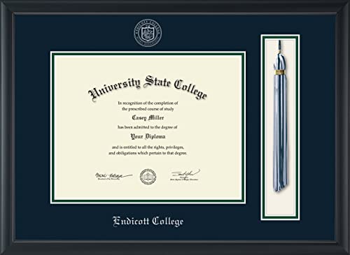 Endicott College - Officially Licensed - Silver Embossed Tassel Diploma Frame - Document Size 11" x 8.5"