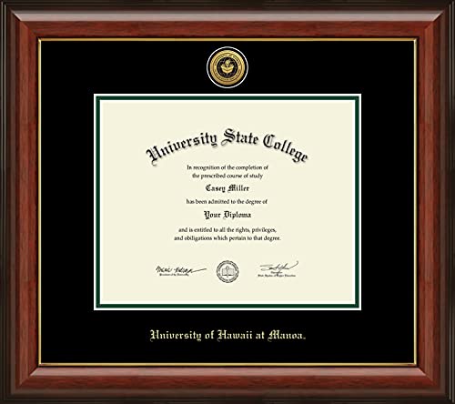 University of Hawaii at Manoa - Officially Licensed - Gold Medallion Diploma Frame - Document Size 10" x 8"