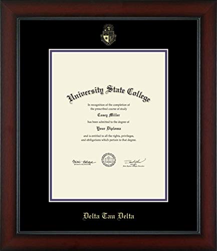 Delta Tau Delta Fraternity - Officially Licensed - Gold Embossed Certificate Frame - Document Size 8.5" x 11"