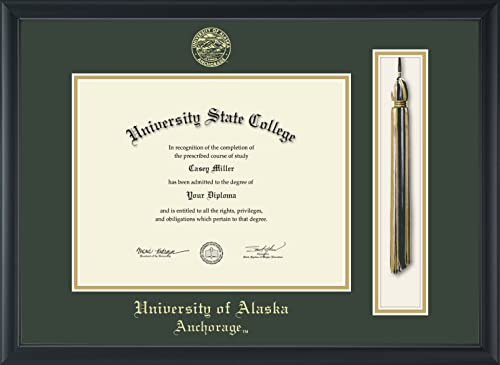 University of Alaska Anchorage - Officially Licensed - Gold Embossed Tassel Diploma Frame - Document Size 11" x 8.5"