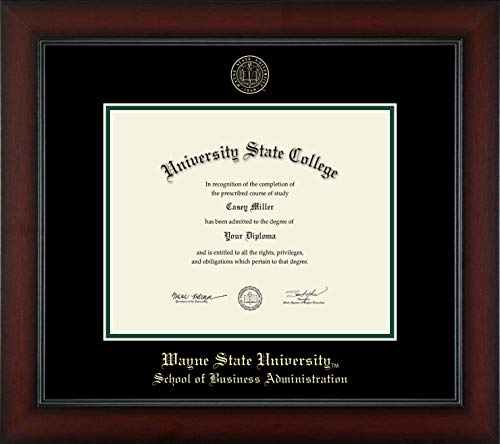 Wayne State University Mike llitch School of Business - Officially Licensed - Gold Embossed Diploma Frame - Document Size 10" x 8"