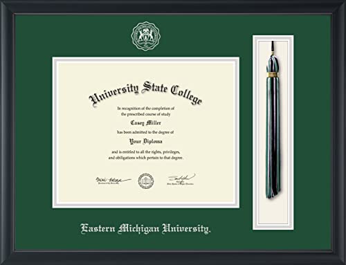 Eastern Michigan University - Officially Licensed - Silver Embossed Tassel Diploma Frame - Document Size 10" x 8"