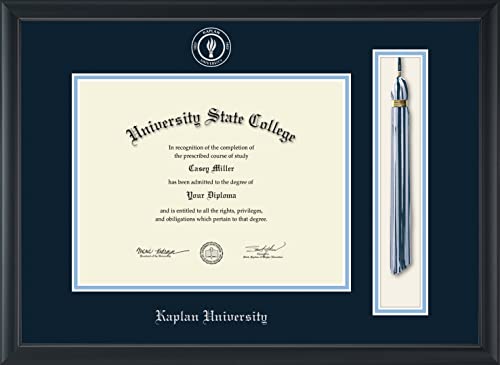 Kaplan University - Officially Licensed - Silver Embossed Tassel Diploma Frame - Document Size 11" x 8.5"