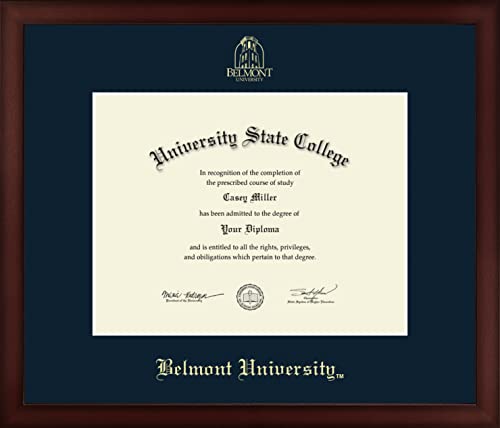 Belmont University - Officially Licensed - Gold Embossed Diploma Frame - Document Size 11" x 8.5"