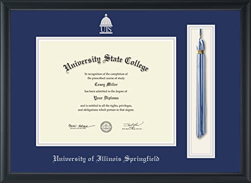 University of Illinois Springfield - Officially Licensed - Silver Embossed Tassel Diploma Frame - Document Size 11" x 8.5"