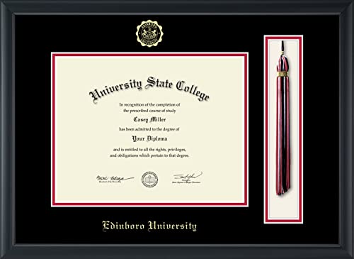 Edinboro University - Officially Licensed - Gold Embossed Tassel Diploma Frame - Document Size 11" x 8.5"