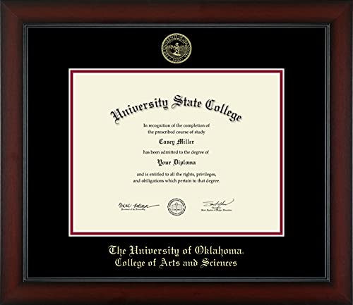 The University of Oklahoma College of Arts and Sciences - Officially Licensed - Gold Embossed Diploma Frame - Document Size 11" x 8.5"