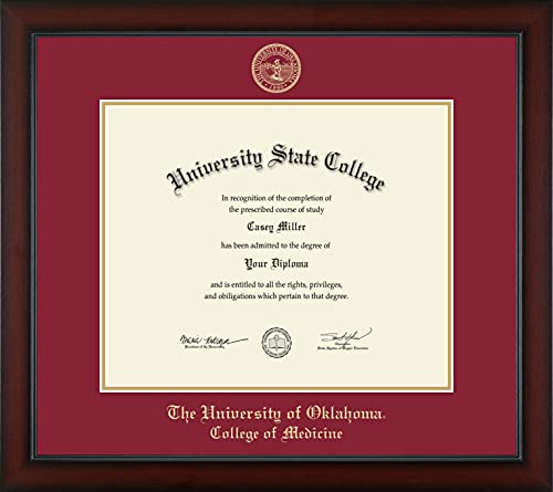 The University of Oklahoma College of Medicine - Officially Licensed - Gold Embossed Diploma Frame - Document Size 17" x 14"