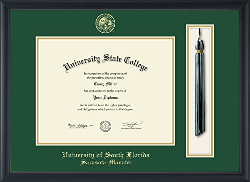 University of South Florida - Officially Licensed - Gold Embossed Tassel Diploma Frame - Document Size 11" x 8.5"