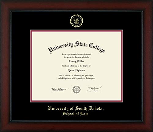 University of South Dakota School of Law - Officially Licensed - Gold Embossed Diploma Frame - Document Size 11" x 8.5"