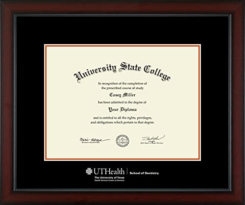 University of Texas Health Science Center at Houston School of Dentistry - Officially Licensed - Silver Embossed Diploma Frame - Document Size 16.25" x 12"